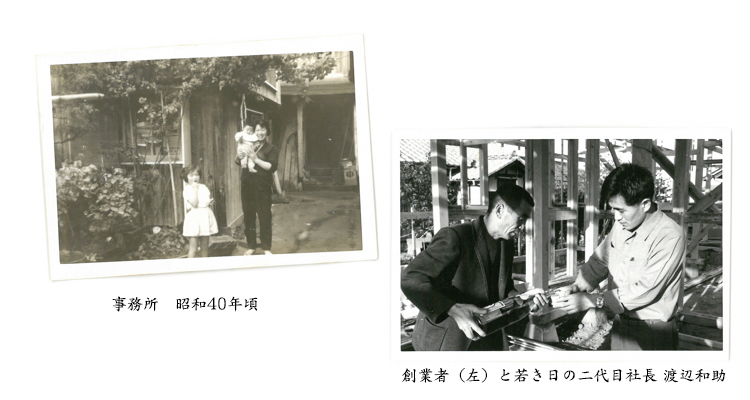 創業者と若き日の二代目社長 渡辺和助